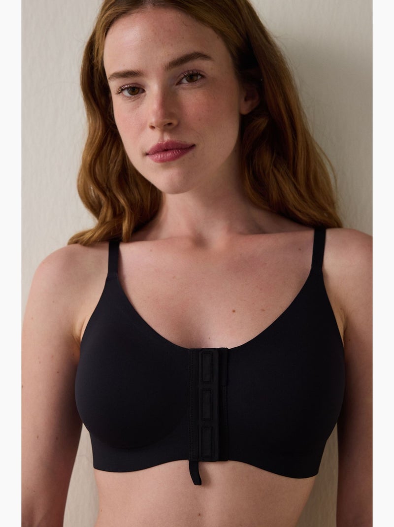 Easy open sujetador triangular sin aros con apertura delantera penti Negro - Kiabi