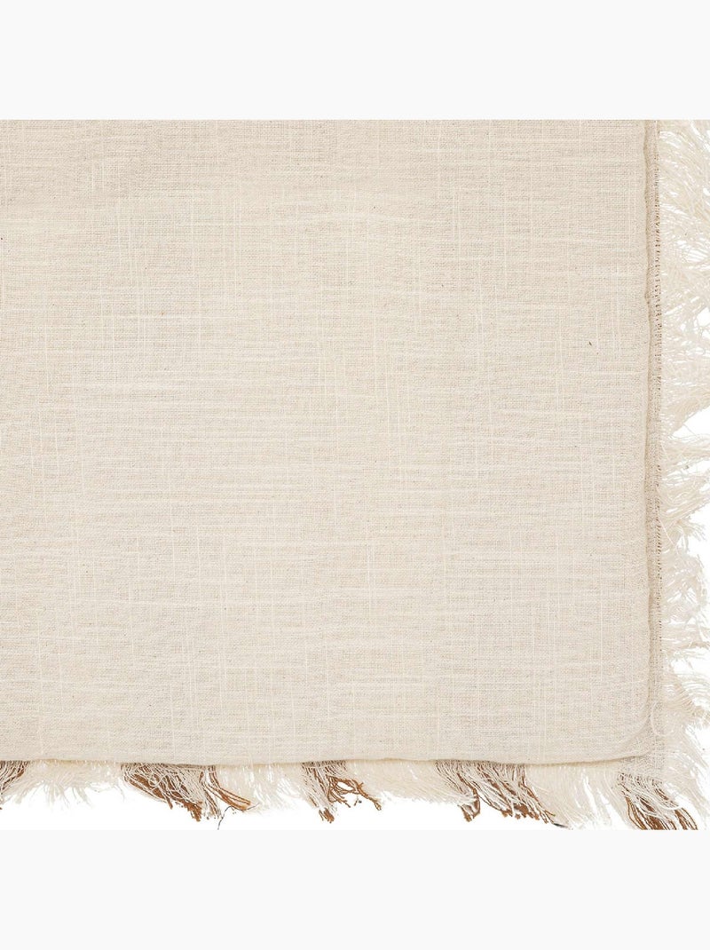 Edredón con flecos beige Beige claro - Kiabi