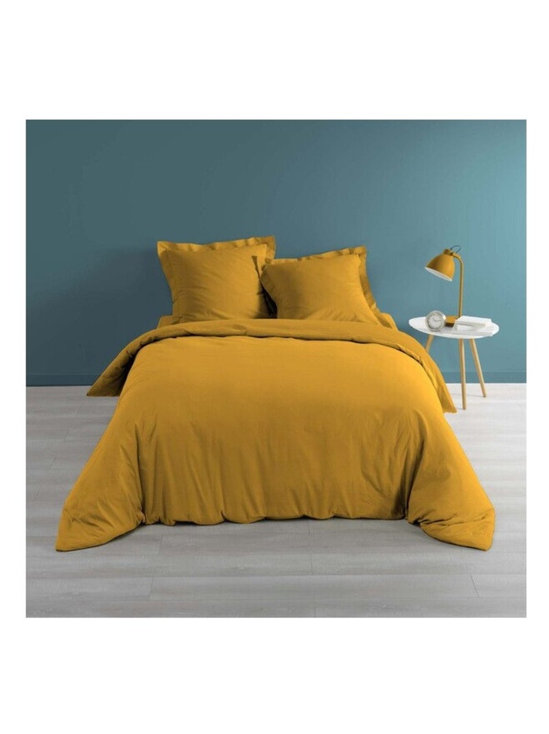 Edredón de Algodón Percal LIA PROMO LINGE Amarillo mostaza - Kiabi