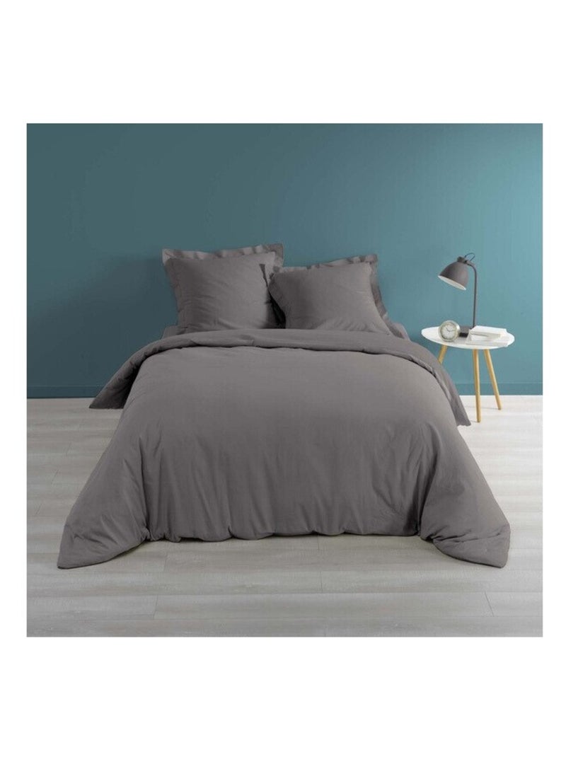 Edredón de Algodón Percal LIA PROMO LINGE Gris antracita - Kiabi