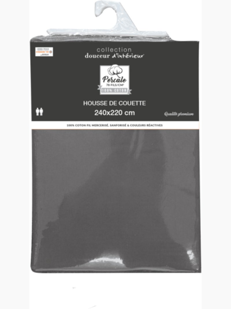 Edredón de Algodón Percal LIA PROMO LINGE Gris antracita - Kiabi