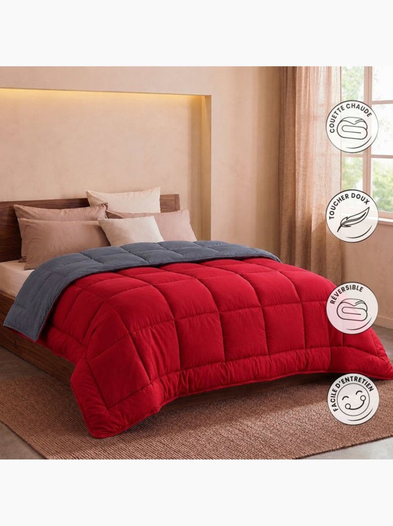 Edredón de verano de microfibra bicolor Rojo - Kiabi