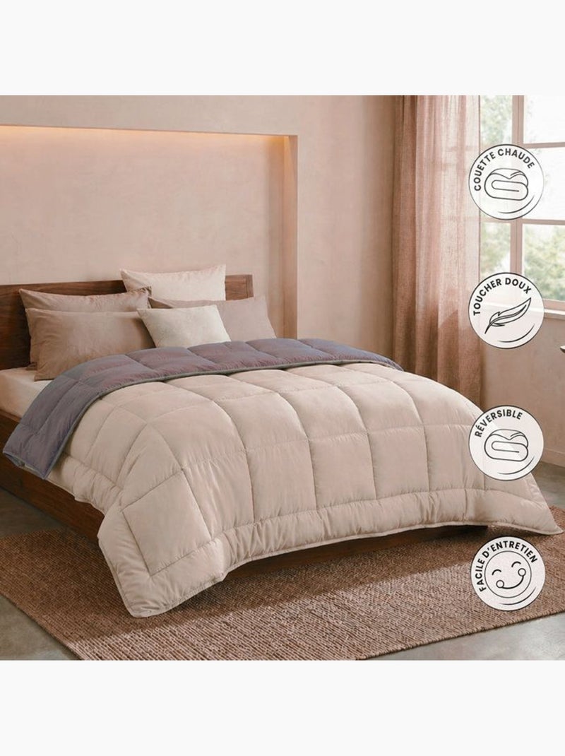 Edredón de verano de microfibra bicolor Taupe - Kiabi