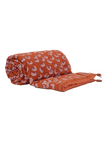 Edredón estampado 100 % algodón con pompones