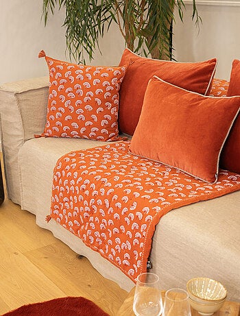 Edredón estampado 100 % algodón con pompones