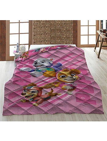 Edredón infantil estampado Patrulla Canina rosa, 1 plaza, acolchado reversible 140x200 cm