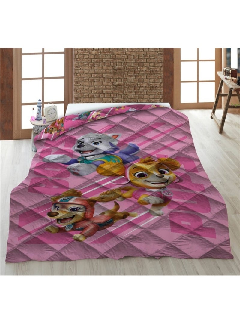 Edredón infantil estampado Patrulla Canina rosa, 1 plaza, acolchado reversible 140x200 cm Rosa - Kiabi