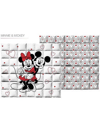 Edredón infantil Minnie y Mickey, acolchado impreso reversible para cama de 2 plazas, LOVE