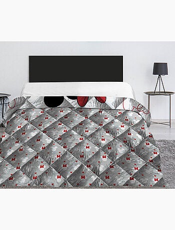 Edredón infantil Minnie y Mickey, acolchado impreso reversible para cama de 2 plazas, LOVE