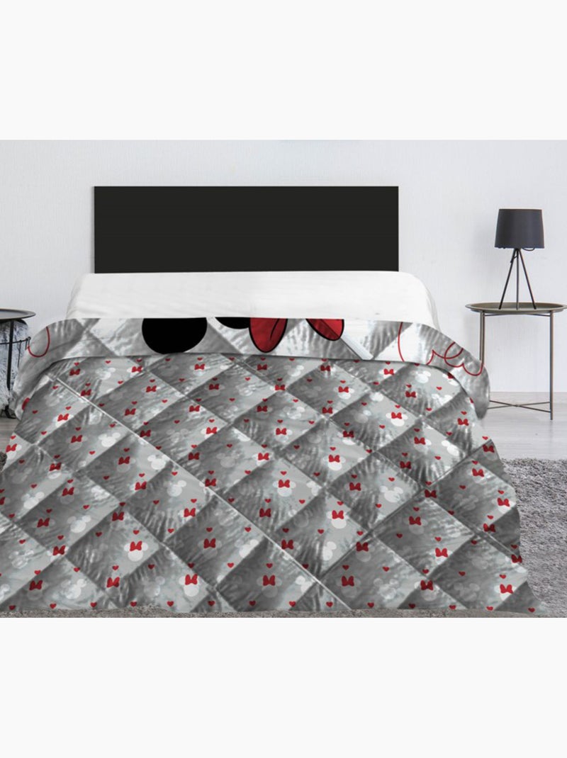 Edredón infantil Minnie y Mickey, acolchado impreso reversible para cama de 2 plazas, LOVE Multicolor - Kiabi