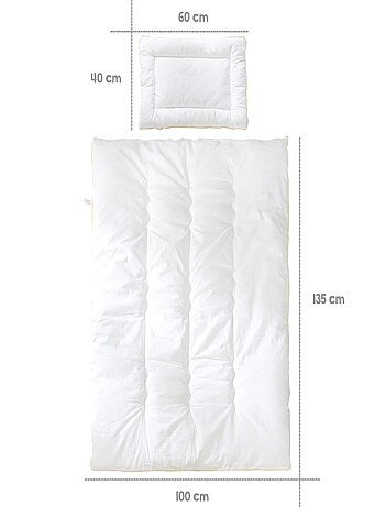 Edredón y almohada en algodón blanco para cuna y cama infantil - Juego todas las estaciones 'Roba'
