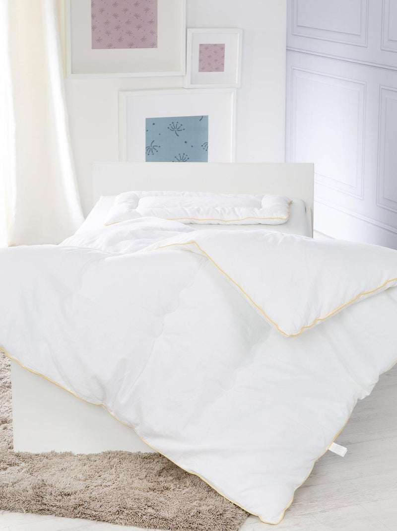 Edredón y almohada en algodón blanco para cuna y cama infantil - Juego todas las estaciones 'Roba' Blanco Amarillo - Kiabi