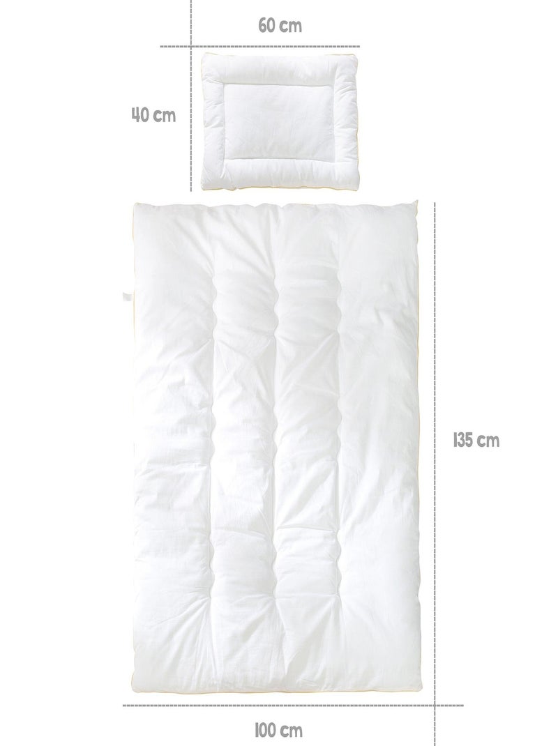 Edredón y almohada en algodón blanco para cuna y cama infantil - Juego todas las estaciones 'Roba' Blanco Amarillo - Kiabi