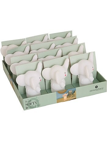 Elefante niño luz de noche softy blanco 14.5x13x10.5 cm