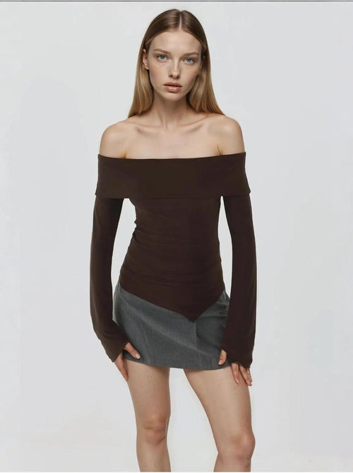Elegante top ajustado de manga larga con cuello barco - Kiabi