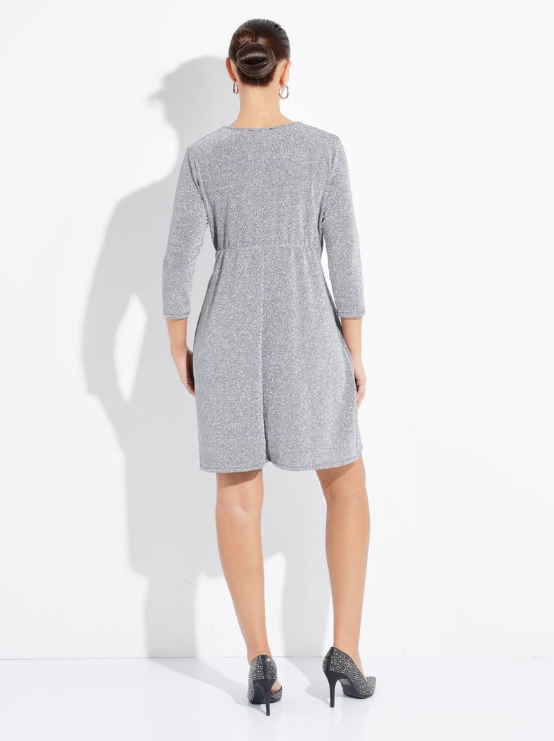 Elegante vestido corto de punto metalizado - afibel Plata - Kiabi