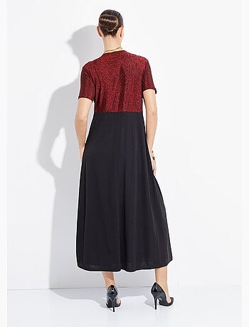 Elegante vestido largo de punto metalizado - afibel