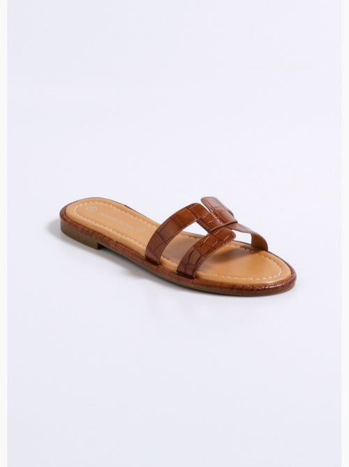 Elegantes mules planos estilo cocodrilo - AFIBEL - Kiabi