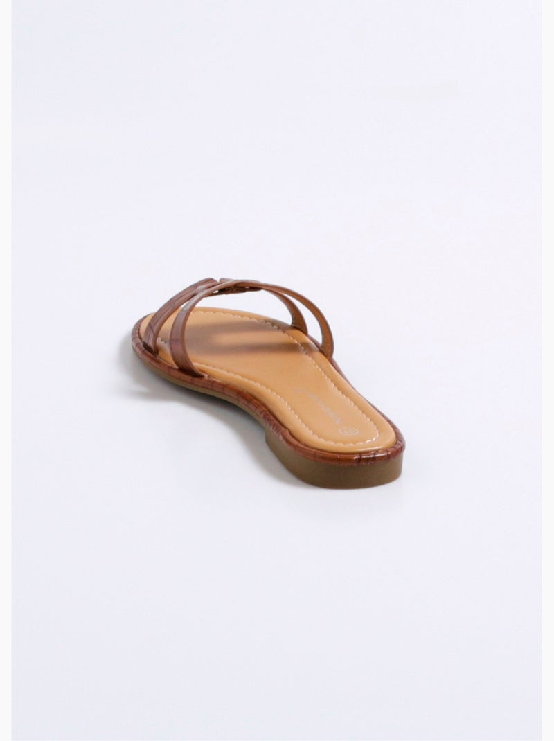 Elegantes mules planos estilo cocodrilo - AFIBEL Camel - Kiabi