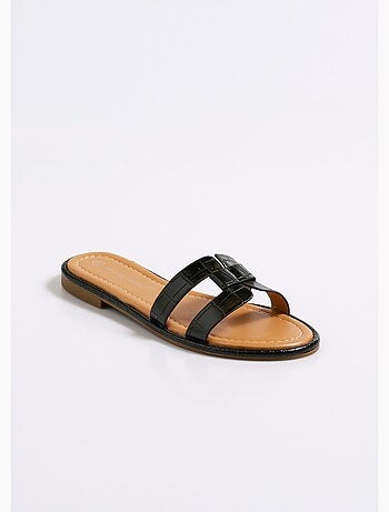 Elegantes mules planos estilo cocodrilo - AFIBEL