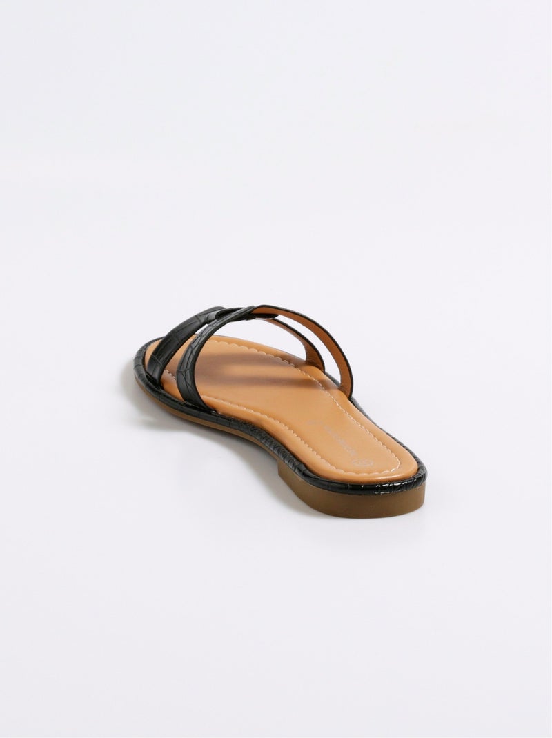 Elegantes mules planos estilo cocodrilo - AFIBEL Negro - Kiabi