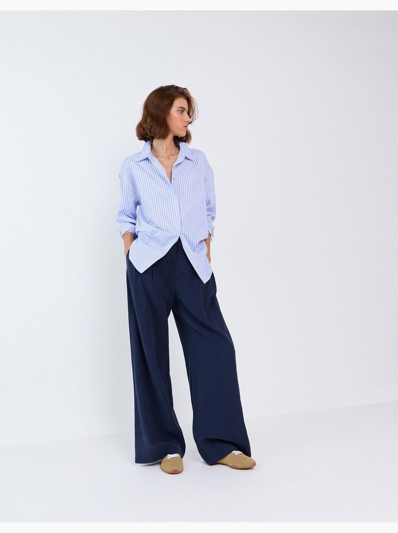 Elegantes pantalones plisados, mo fashion Azul - Kiabi