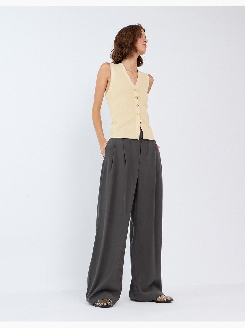 Elegantes pantalones plisados, mo fashion Gris - Kiabi