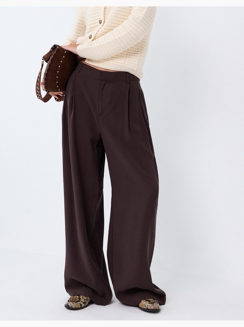 Elegantes pantalones plisados, mo fashion Marrón - Kiabi