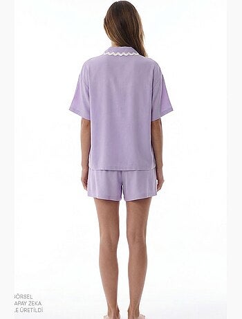Ella conjunto de pijama con camisa, encaje, manga corta y shorts penti
