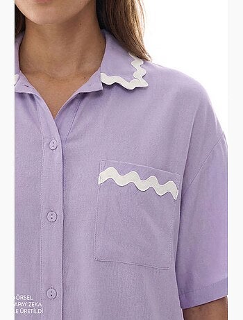 Ella conjunto de pijama con camisa, encaje, manga corta y shorts penti