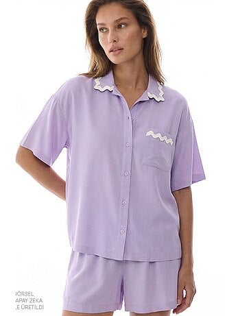 Ella conjunto de pijama con camisa, encaje, manga corta y shorts penti