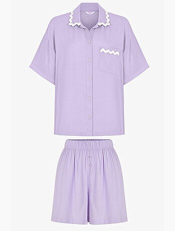 Ella conjunto de pijama con camisa, encaje, manga corta y shorts penti
