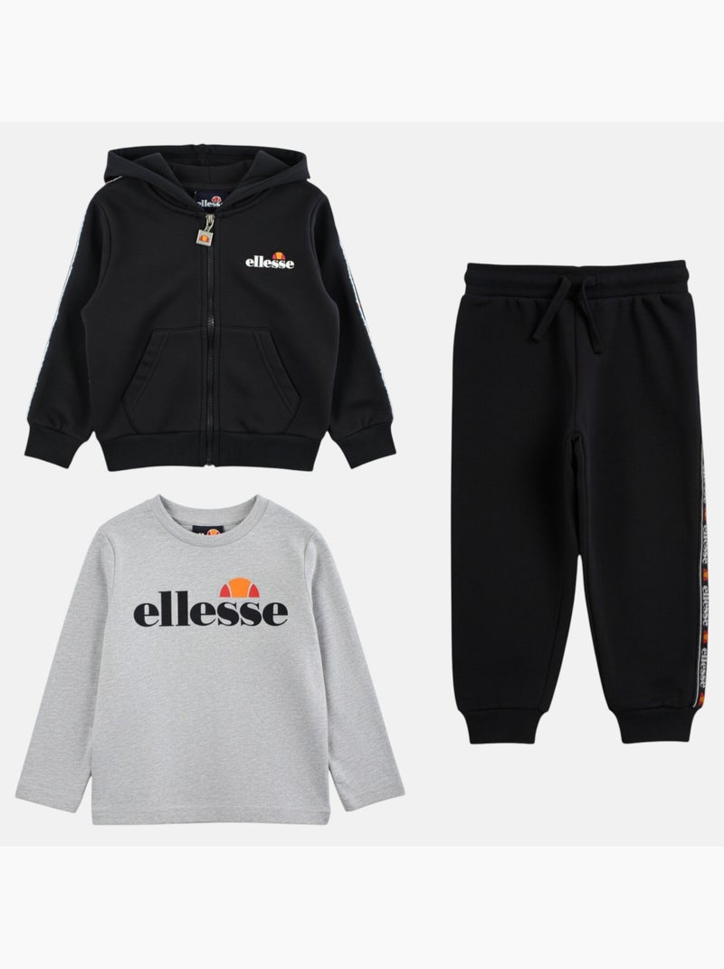 Ellesse - Conjunto de 3 piezas: camiseta, chaqueta con capucha y pantalón de jogging niño Negro - Kiabi