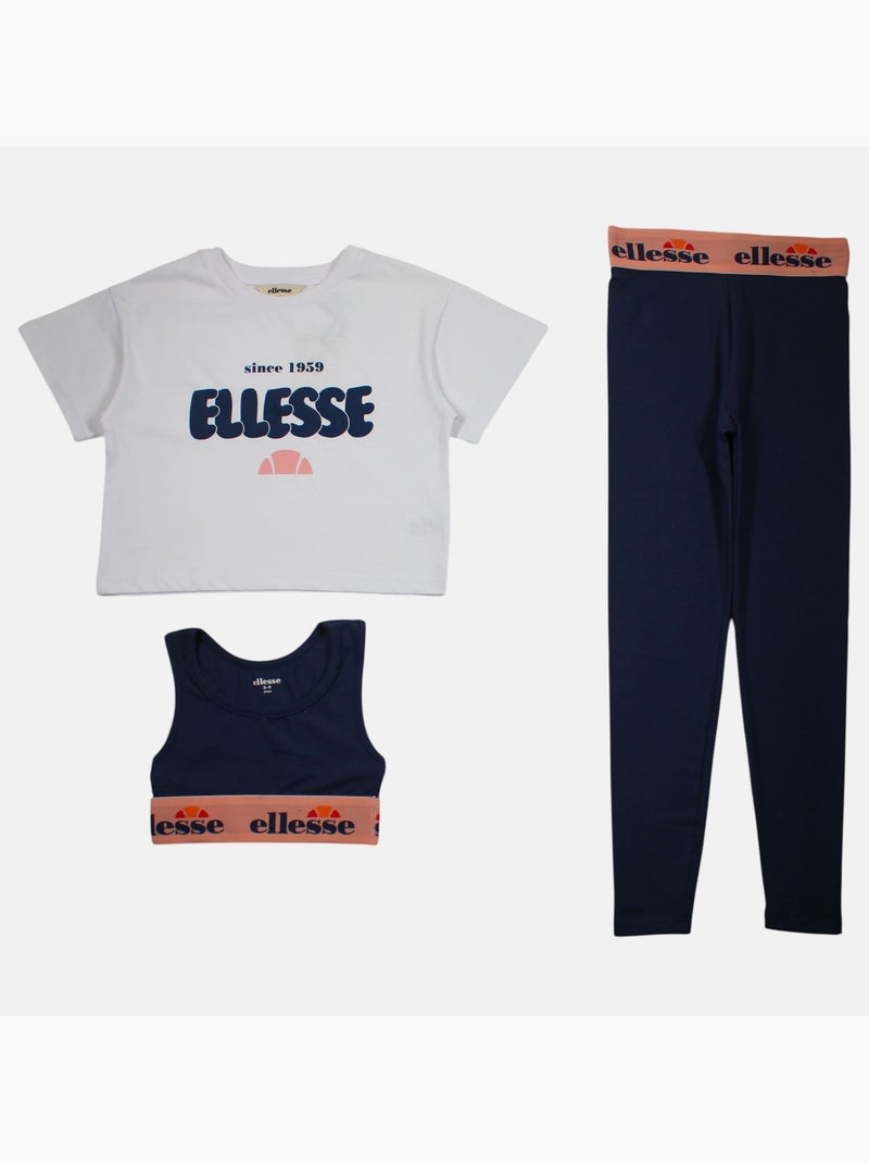 Ellesse - Conjunto niña compuesto por camiseta corta sujetador deportivo y leggings Azul marino - Kiabi