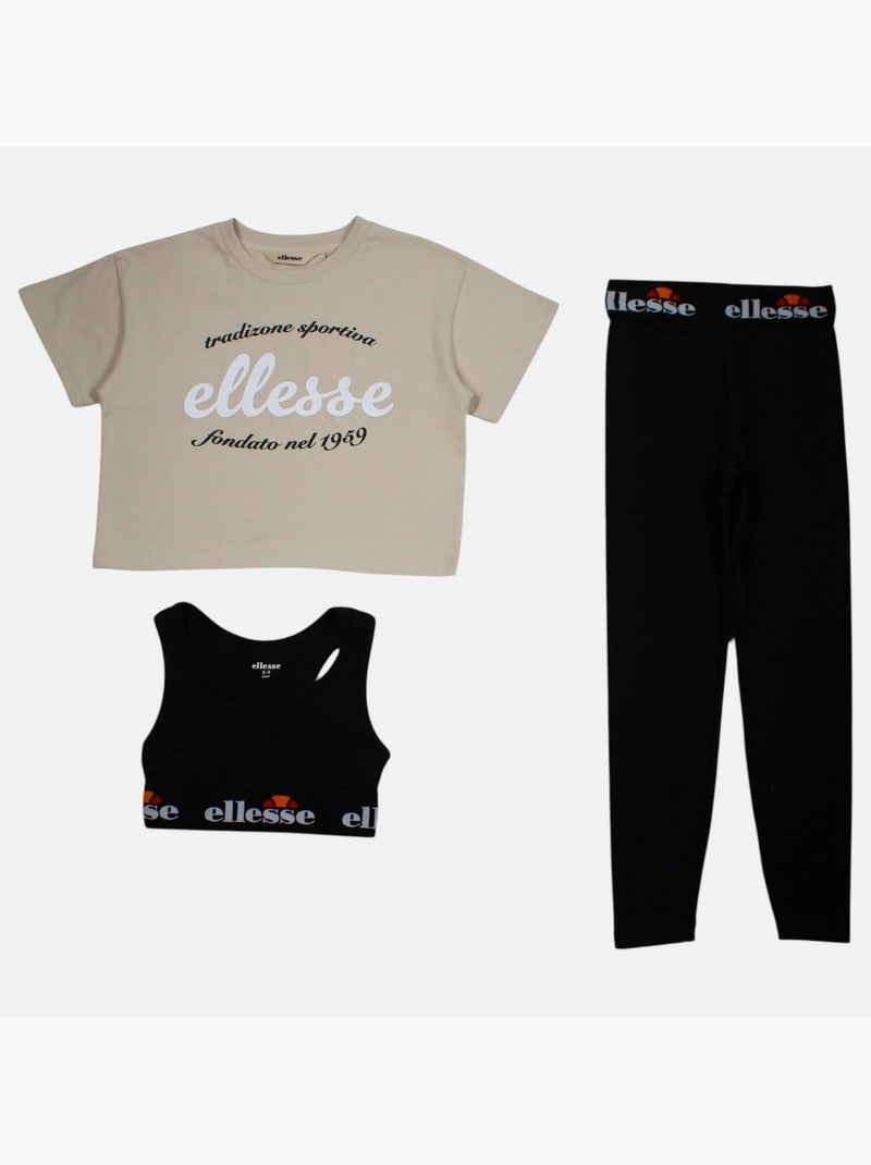 Ellesse - Conjunto niña compuesto por camiseta corta sujetador deportivo y leggings Negro - Kiabi