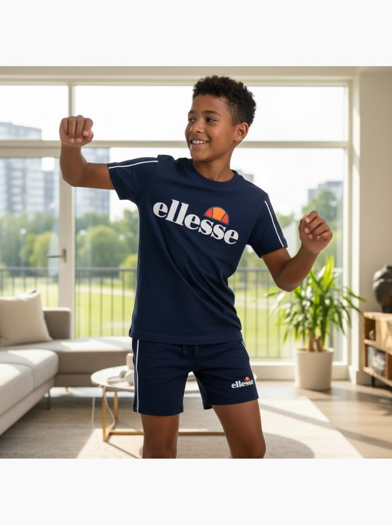 Ellesse - Conjunto niño práctico y moderno compuesto por dos camisetas y un pantalón corto Azul marino - Kiabi