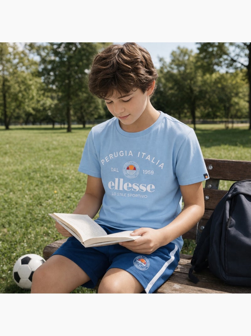 Ellesse - Conjunto niño práctico y moderno compuesto por dos camisetas y un pantalón corto Azul - Kiabi