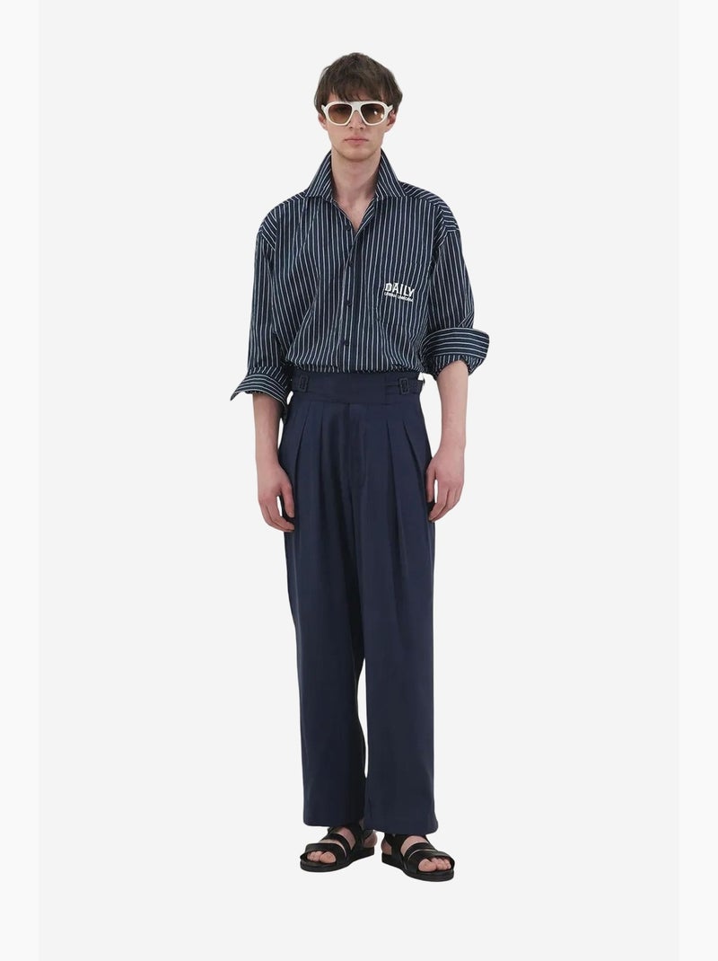 Embroidered striped long sleeve shirt giesto Azul marino - Kiabi