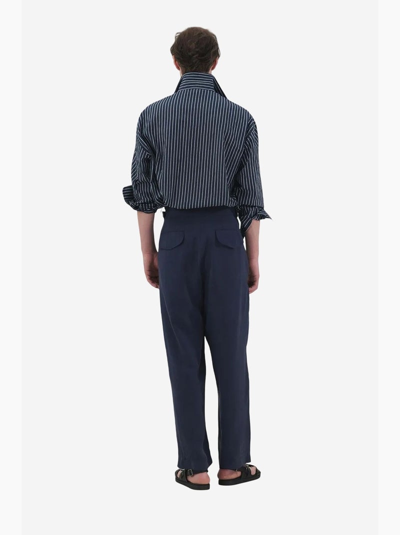 Embroidered striped long sleeve shirt giesto Azul marino - Kiabi