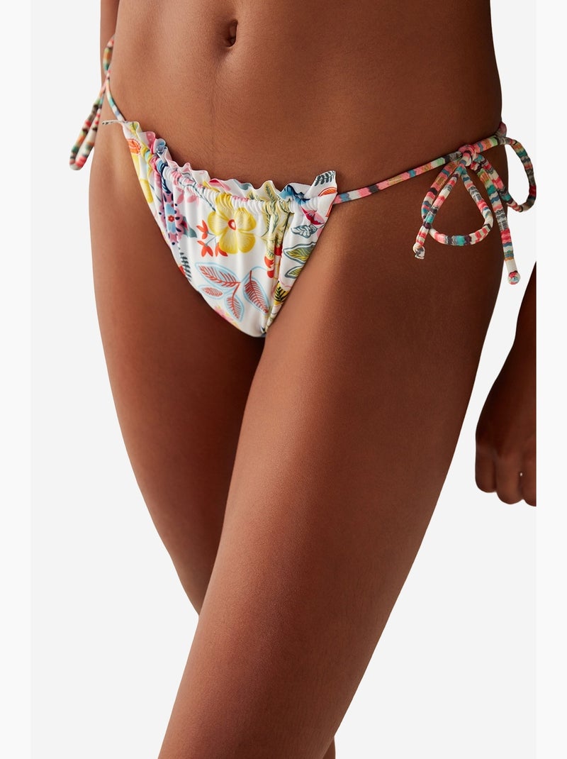 Escape braguita de bikini con estampado floral y detalle de volante penti Blanco - Kiabi