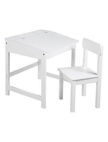 Escritorio escolar con almacenamiento integrado y silla infantil en madera 'Roba'