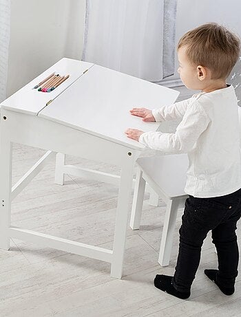 Escritorio escolar con almacenamiento integrado y silla infantil en madera 'Roba'