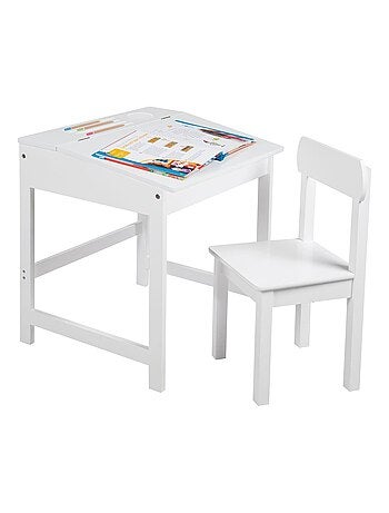 Escritorio escolar con almacenamiento integrado y silla infantil en madera 'Roba'