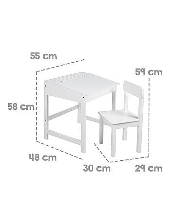 Escritorio escolar con almacenamiento integrado y silla infantil en madera 'Roba'