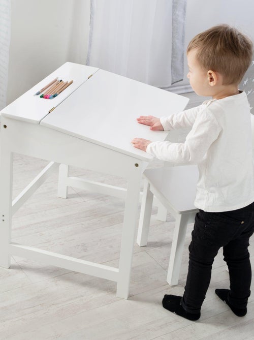 Escritorio escolar con almacenamiento integrado y silla infantil en madera 'Roba' - Kiabi