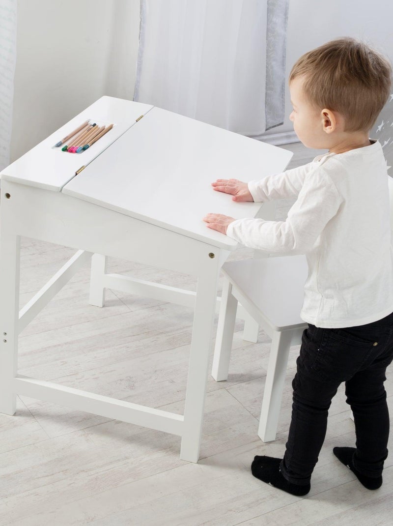 Escritorio escolar con almacenamiento integrado y silla infantil en madera 'Roba' Blanco - Kiabi