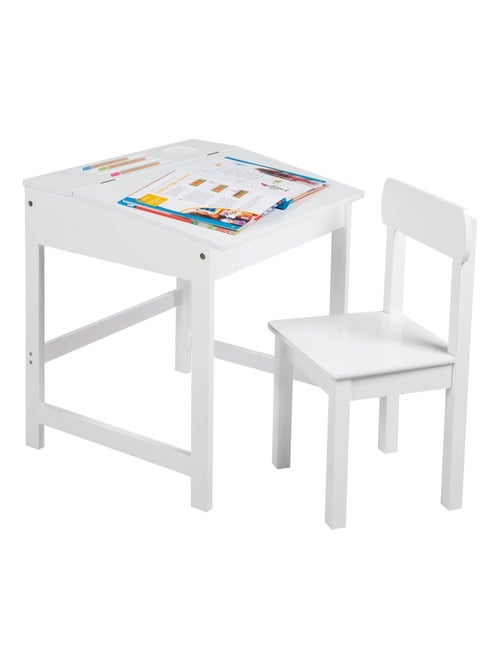 Escritorio escolar con almacenamiento integrado y silla infantil en madera 'Roba' - Kiabi