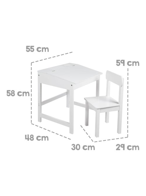 Escritorio escolar con almacenamiento integrado y silla infantil en madera 'Roba' - Kiabi