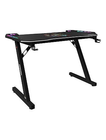 Escritorio gaming con LED y soporte para auriculares y vaso 'Roba' - Minecraft