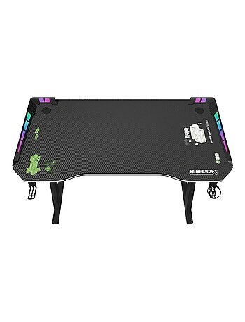 Escritorio gaming con LED y soporte para auriculares y vaso 'Roba' - Minecraft